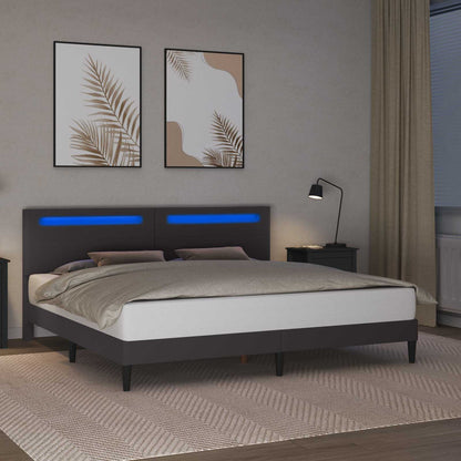 vidaXL Bed Frame with LED Strip Lights Grey 180 x 200 cm Faux Leather