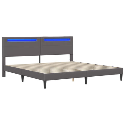 vidaXL Bed Frame with LED Strip Lights Grey 180 x 200 cm Faux Leather