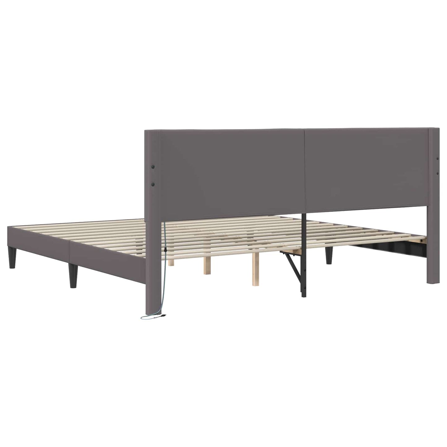 vidaXL Bed Frame with LED Strip Lights Grey 180 x 200 cm Faux Leather