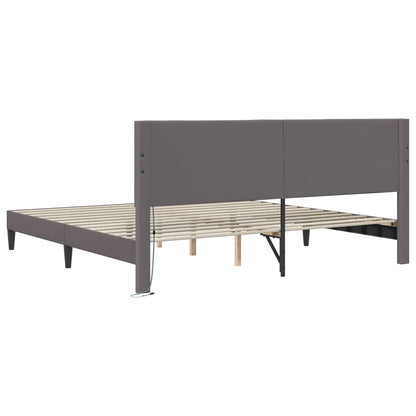 vidaXL Bed Frame with LED Strip Lights Grey 180 x 200 cm Faux Leather