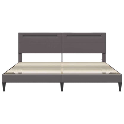 vidaXL Bed Frame with LED Strip Lights Grey 180 x 200 cm Faux Leather