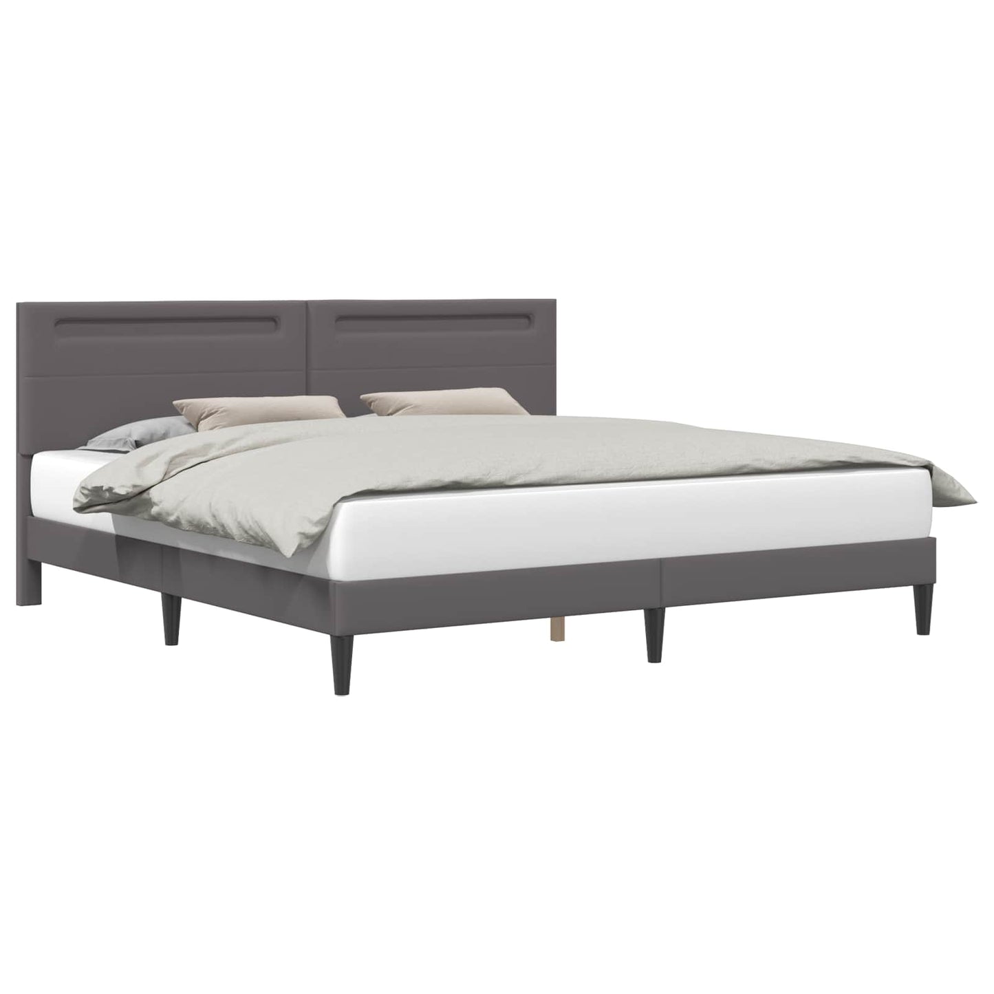 vidaXL Bed Frame with LED Strip Lights Grey 180 x 200 cm Faux Leather