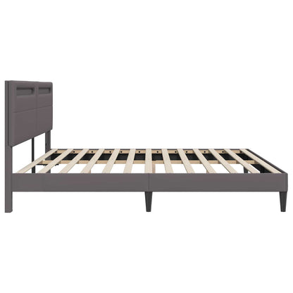 vidaXL Bed Frame with LED Strip Lights Grey 180 x 200 cm Faux Leather