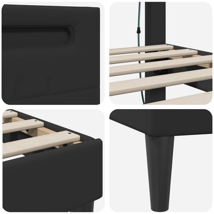 vidaXL Bed Frame with LED Strip Lights Black 180 x 200 cm Faux Leather