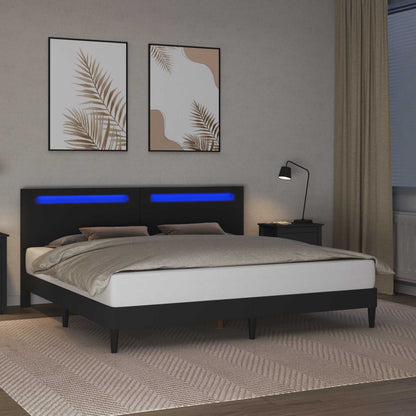 vidaXL Bed Frame with LED Strip Lights Black 180 x 200 cm Faux Leather
