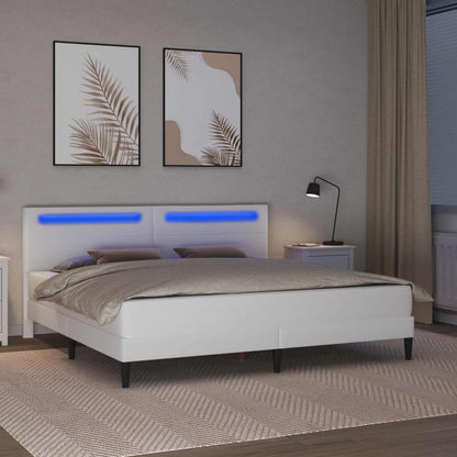 vidaXL Bed Frame with LED Strip Lights White 180 x 200 cm Faux Leather
