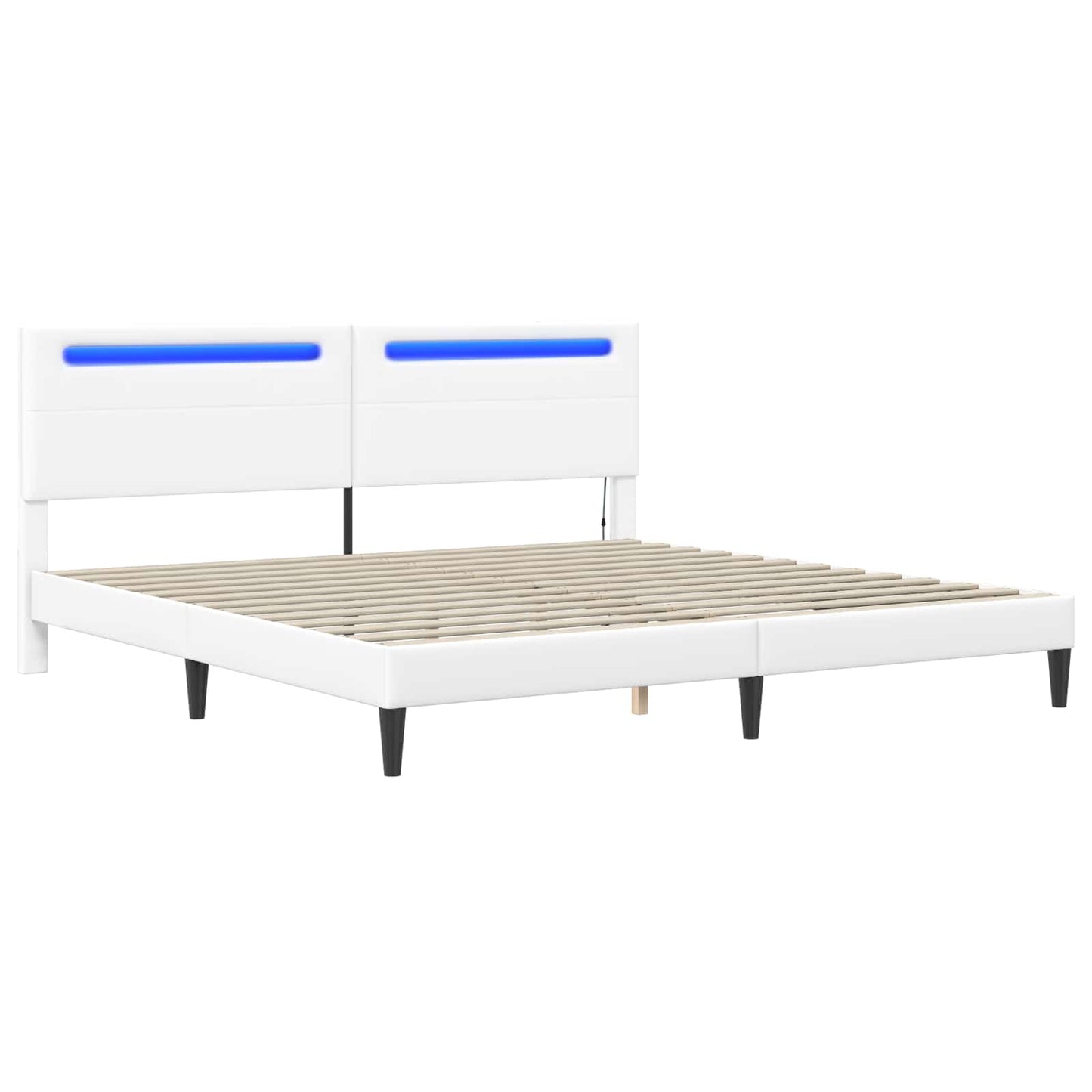 vidaXL Bed Frame with LED Strip Lights White 180 x 200 cm Faux Leather
