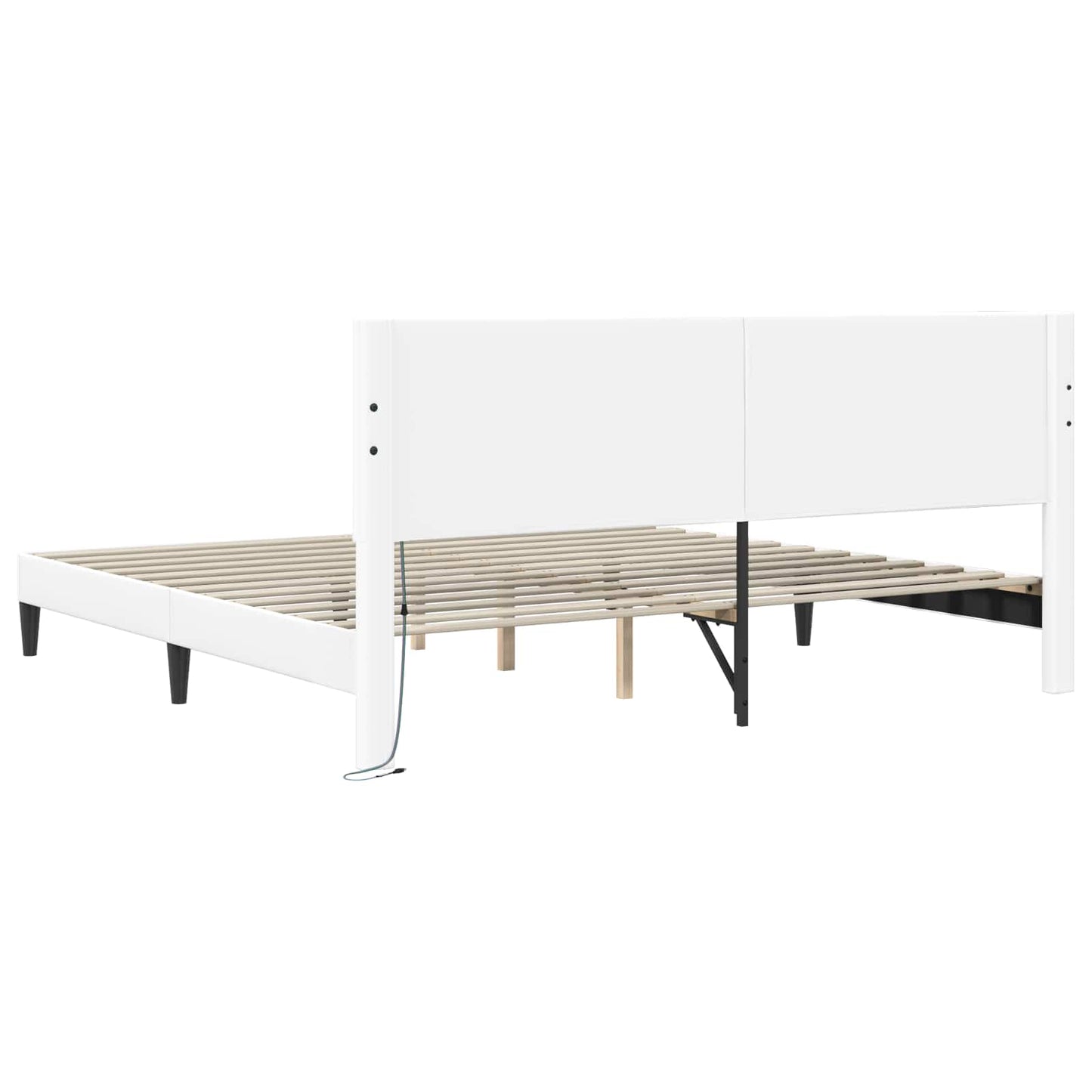 vidaXL Bed Frame with LED Strip Lights White 180 x 200 cm Faux Leather