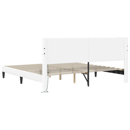 vidaXL Bed Frame with LED Strip Lights White 180 x 200 cm Faux Leather