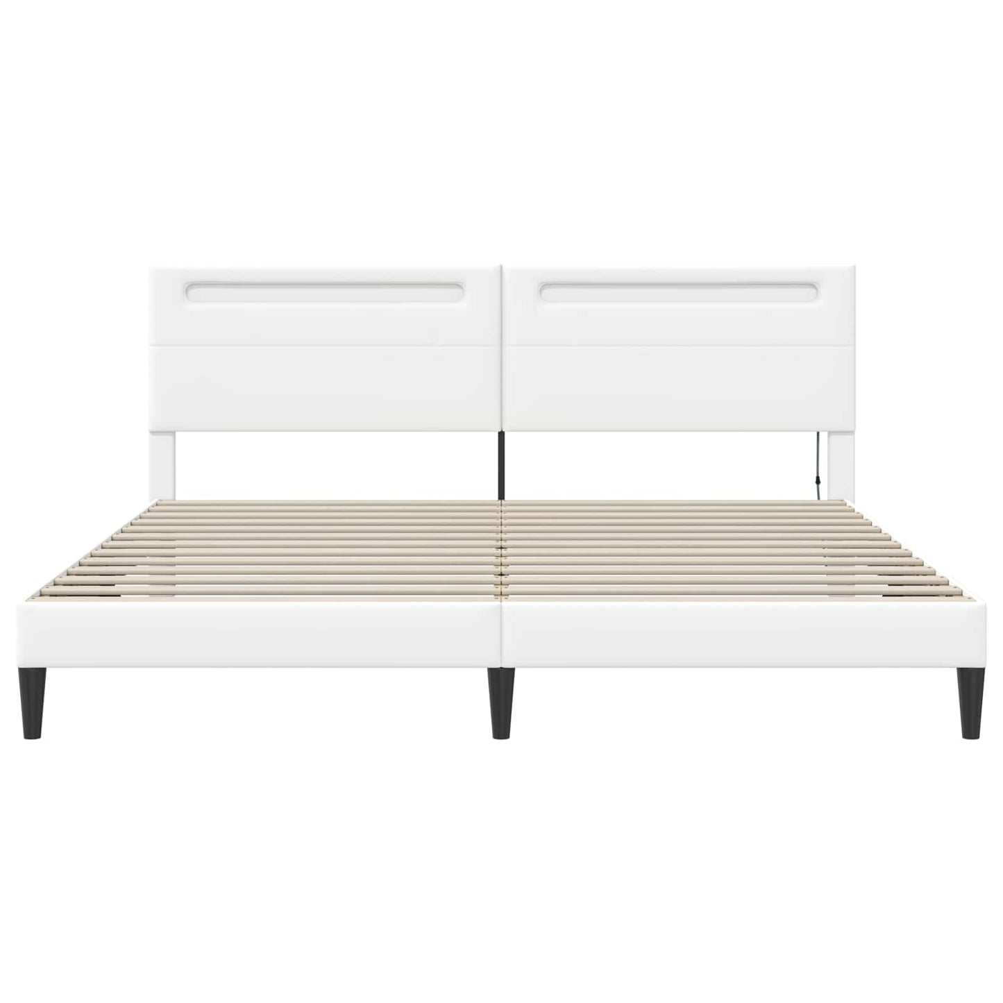 vidaXL Bed Frame with LED Strip Lights White 180 x 200 cm Faux Leather