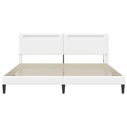 vidaXL Bed Frame with LED Strip Lights White 180 x 200 cm Faux Leather