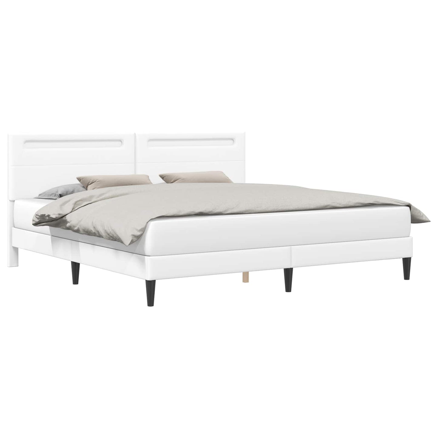 vidaXL Bed Frame with LED Strip Lights White 180 x 200 cm Faux Leather
