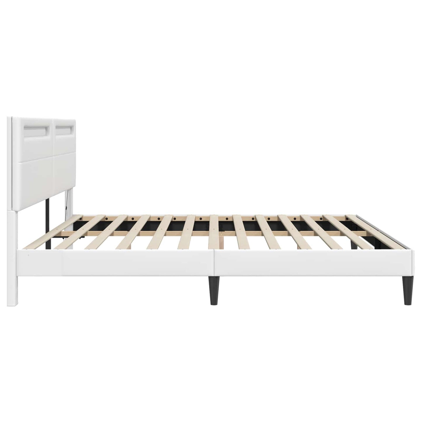 vidaXL Bed Frame with LED Strip Lights White 180 x 200 cm Faux Leather