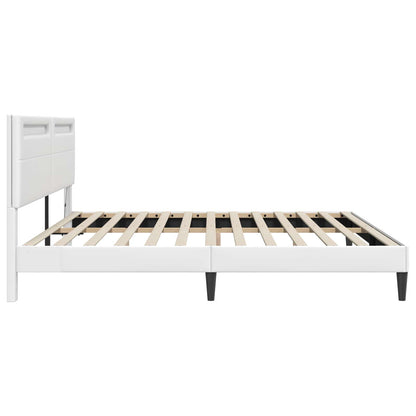 vidaXL Bed Frame with LED Strip Lights White 180 x 200 cm Faux Leather