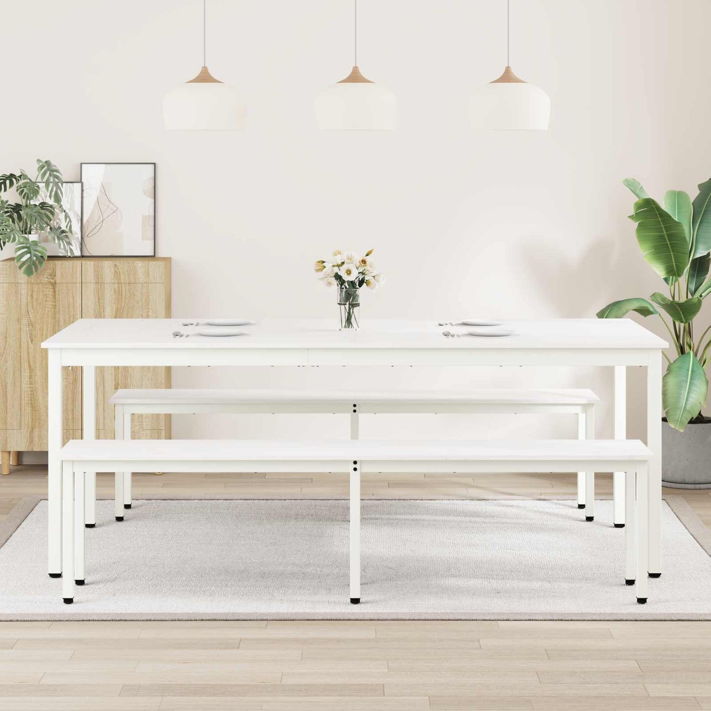 vidaXL Dining Table White 200 x 100 x 75 cm Solid Pine Wood