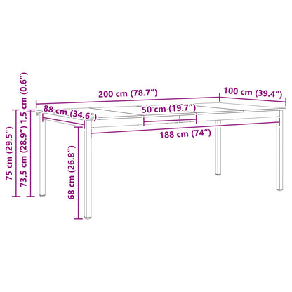 vidaXL Dining Table White 200 x 100 x 75 cm Solid Pine Wood