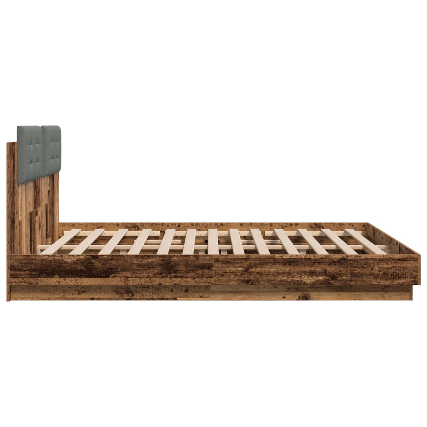 vidaXL Bed Frame with Headboard Old Wood 200 x 200 cm Engineered Wood