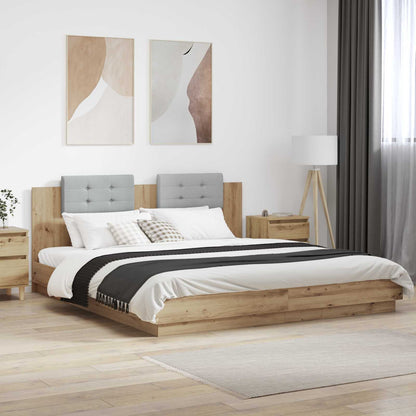 vidaXL Bed Frame with Headboard Artisan Oak 200 x 200 cm