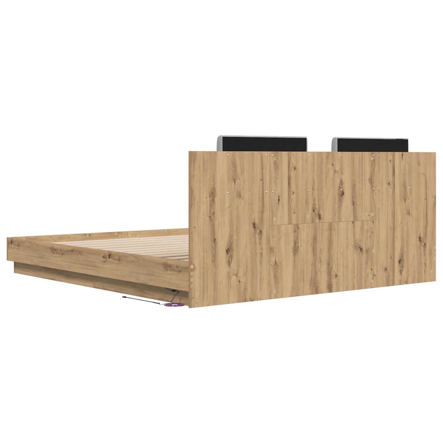 vidaXL Bed Frame with Headboard Artisan Oak 200 x 200 cm