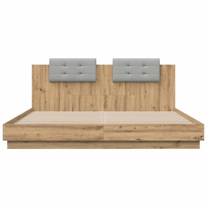 vidaXL Bed Frame with Headboard Artisan Oak 200 x 200 cm