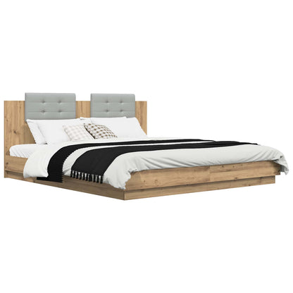 vidaXL Bed Frame with Headboard Artisan Oak 200 x 200 cm