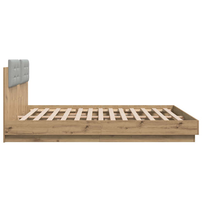vidaXL Bed Frame with Headboard Artisan Oak 200 x 200 cm