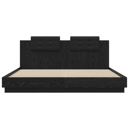 vidaXL Bed Frame with Headboard Black Oak 200 x 200 cm Engineered Wood