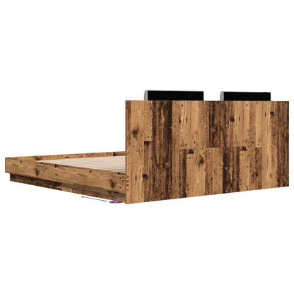 vidaXL Bed Frame with Headboard Old Wood 180 x 200 cm Engineered Wood