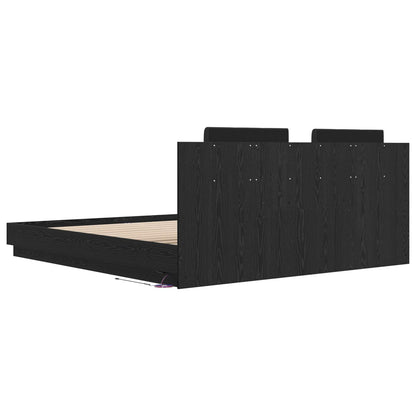 vidaXL Bed Frame with Headboard Black Oak 180 x 200 cm Engineered Wood