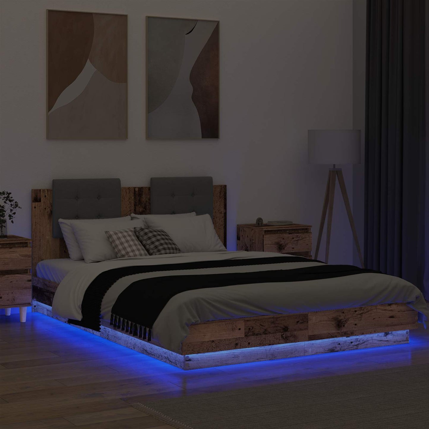 vidaXL Bed Frame with Headboard Old Wood 160 x 200 cm Engineered Wood