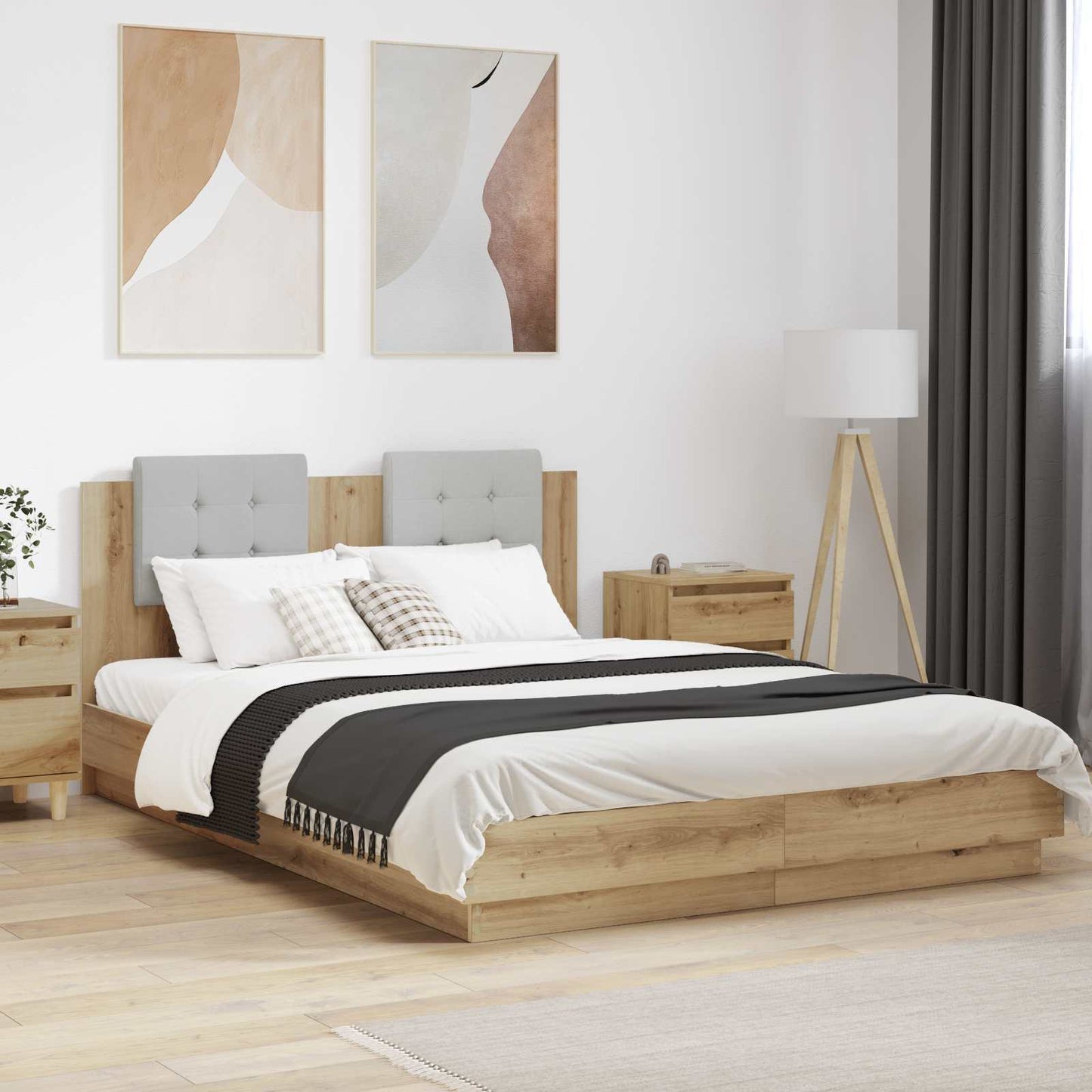 vidaXL Bed Frame with Headboard Artisan Oak 160 x 200 cm