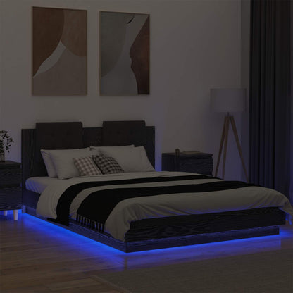 vidaXL Bed Frame with Headboard Black Oak 160 x 200 cm Engineered Wood