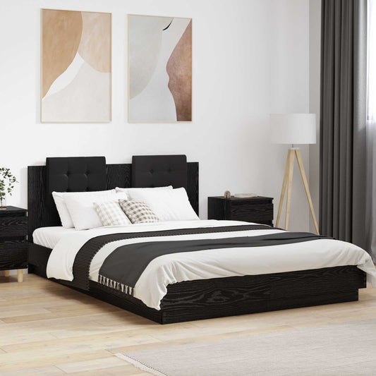 vidaXL Bed Frame with Headboard Black Oak 160 x 200 cm Engineered Wood