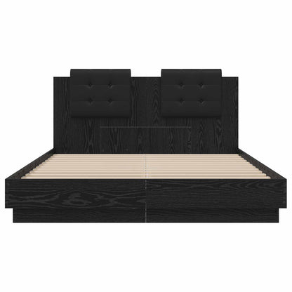 vidaXL Bed Frame with Headboard Black Oak 160 x 200 cm Engineered Wood