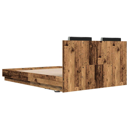 vidaXL Bed Frame with Headboard Old Wood 150 x 200 cm Engineered Wood