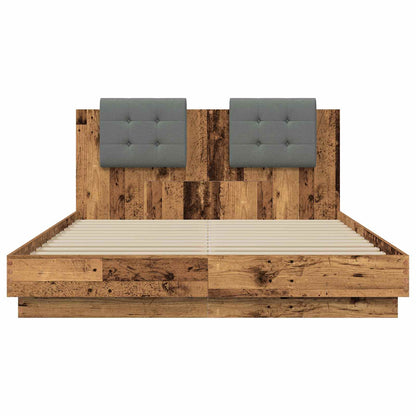 vidaXL Bed Frame with Headboard Old Wood 150 x 200 cm Engineered Wood
