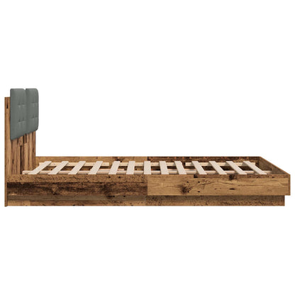 vidaXL Bed Frame with Headboard Old Wood 150 x 200 cm Engineered Wood