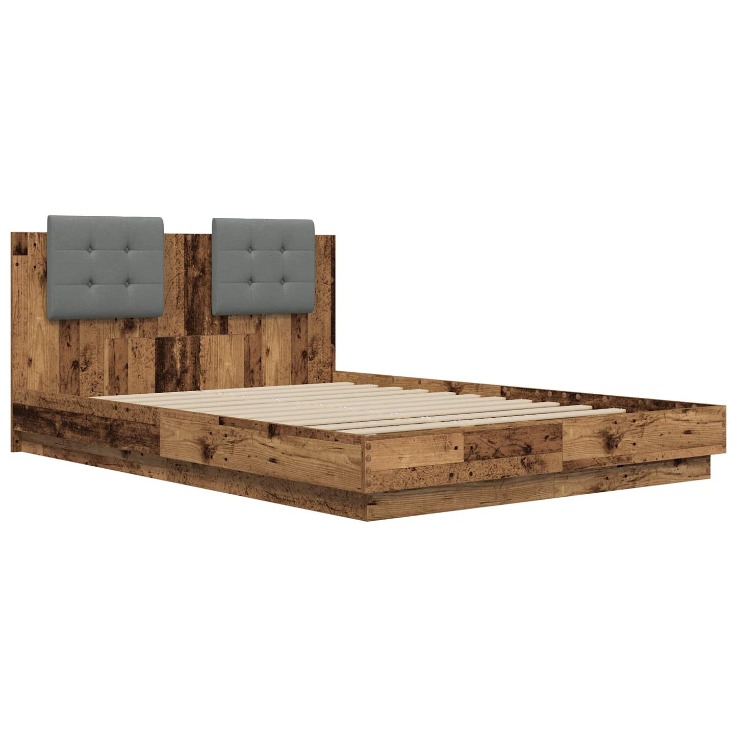 vidaXL Bed Frame with Headboard Old Wood 140 x 200 cm Engineered Wood