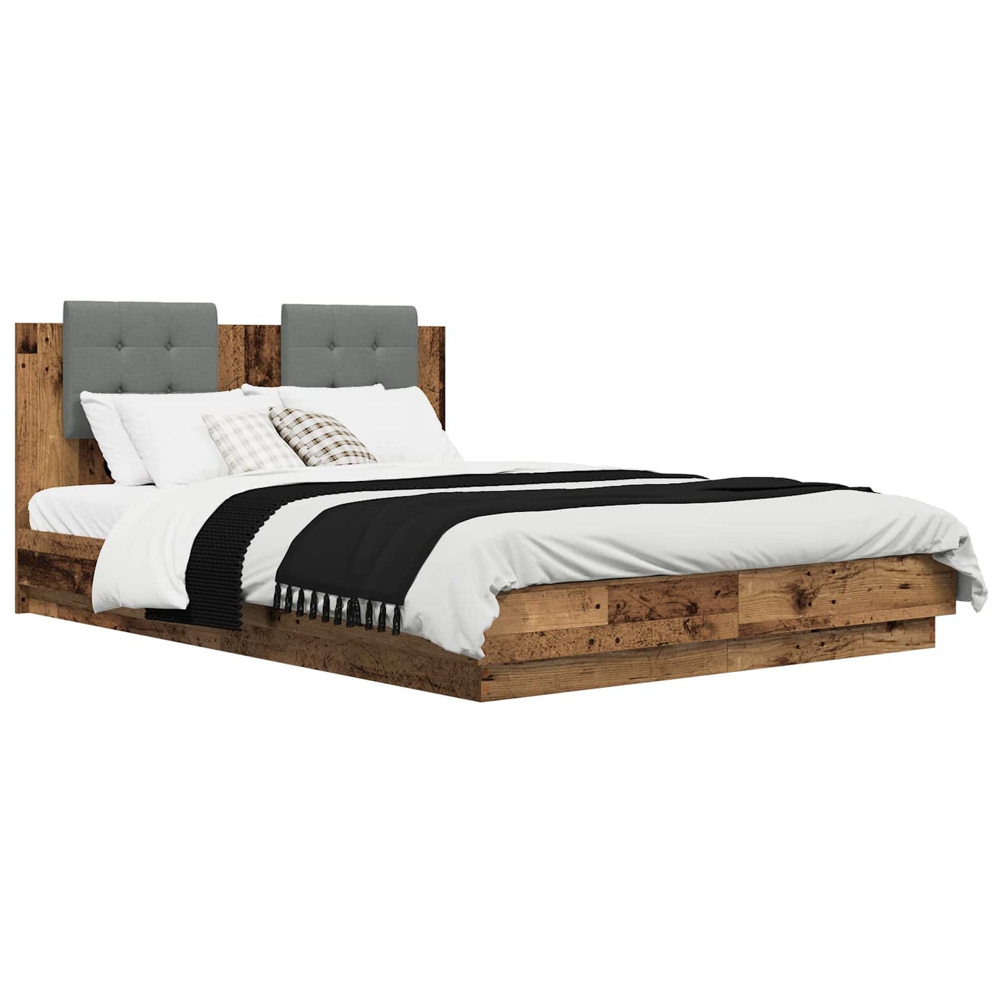 vidaXL Bed Frame with Headboard Old Wood 140 x 200 cm Engineered Wood