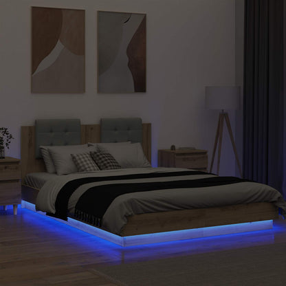 vidaXL Bed Frame with Headboard Artisan Oak 140 x 200 cm