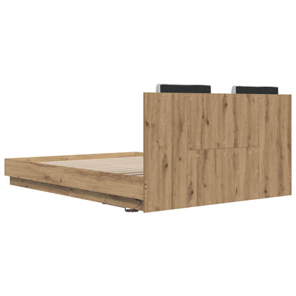 vidaXL Bed Frame with Headboard Artisan Oak 140 x 200 cm