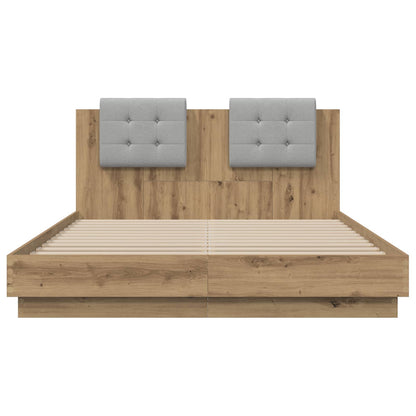 vidaXL Bed Frame with Headboard Artisan Oak 140 x 200 cm
