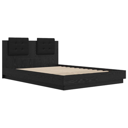 vidaXL Bed Frame with Headboard Black Oak 140 x 200 cm Engineered Wood