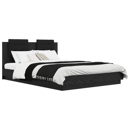 vidaXL Bed Frame with Headboard Black Oak 140 x 200 cm Engineered Wood
