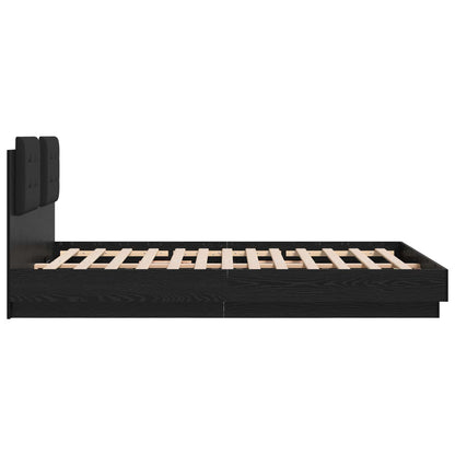 vidaXL Bed Frame with Headboard Black Oak 140 x 200 cm Engineered Wood