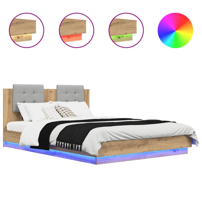 vidaXL Bed Frame with Headboard with Storage Artisan Oak 120 x 200 cm