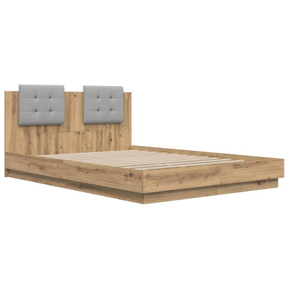 vidaXL Bed Frame with Headboard with Storage Artisan Oak 120 x 200 cm