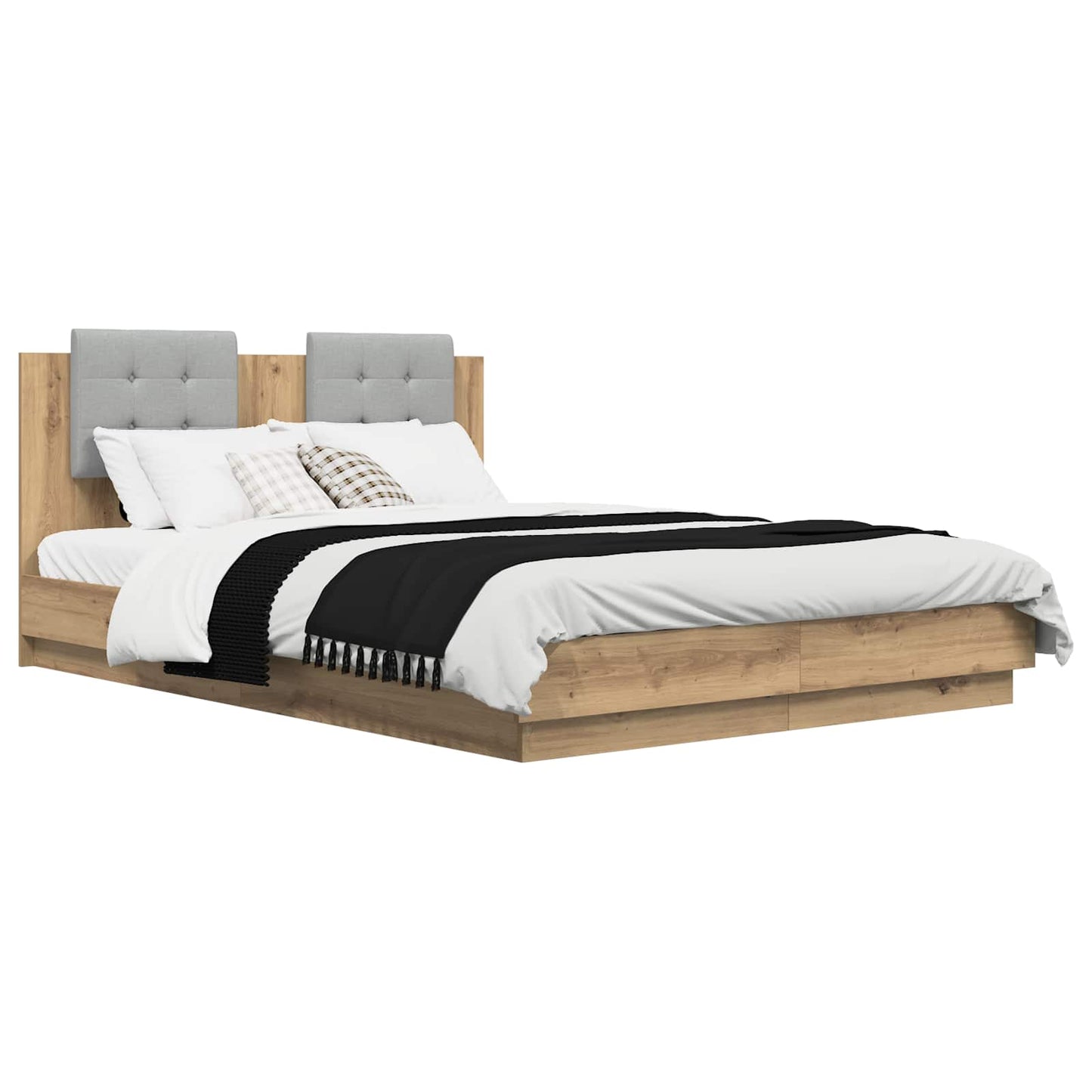 vidaXL Bed Frame with Headboard with Storage Artisan Oak 120 x 200 cm