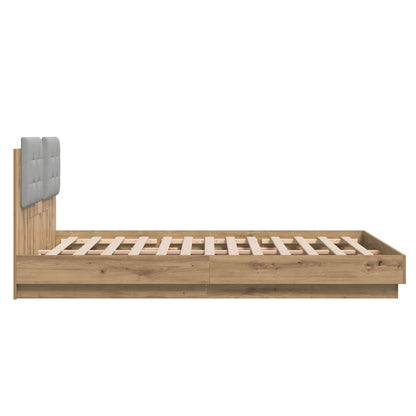 vidaXL Bed Frame with Headboard with Storage Artisan Oak 120 x 200 cm