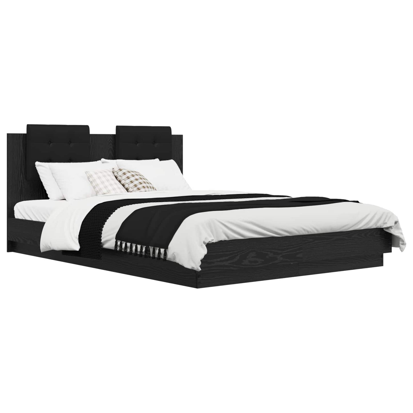 vidaXL Bed Frame with Headboard Black Oak 120 x 200 cm Engineered Wood